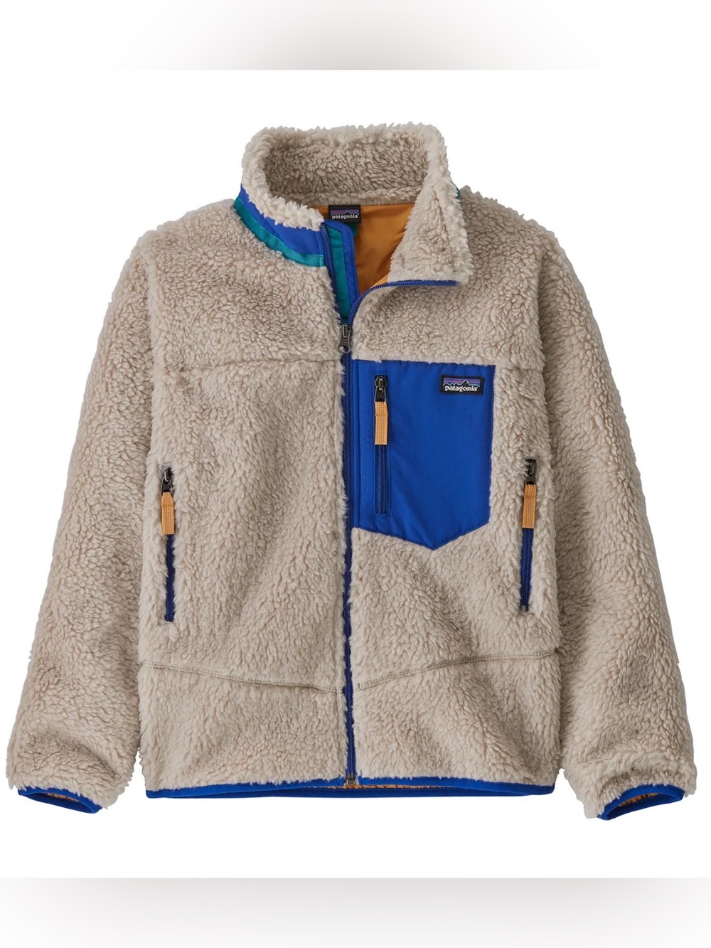 Patagonia - Kids' Retro-X® Jacket - Natural w/Passage Blue - Youth Medium 10